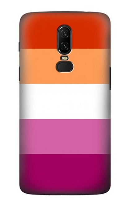 W3887 Lesbian Pride Flag Hülle Schutzhülle Taschen und Leder Flip für OnePlus 6