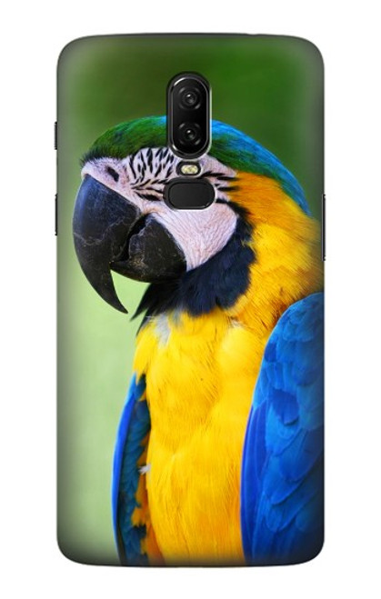 W3888 Macaw Face Bird Hülle Schutzhülle Taschen und Leder Flip für OnePlus 6