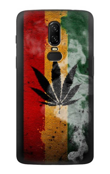 W3890 Reggae Rasta Flag Smoke Hülle Schutzhülle Taschen und Leder Flip für OnePlus 6
