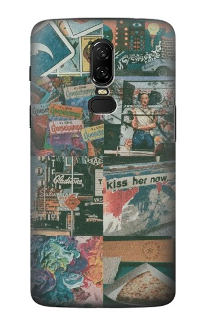 W3909 Vintage Poster Hülle Schutzhülle Taschen und Leder Flip für OnePlus 6