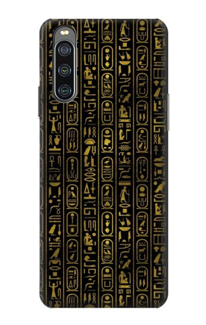 W3869 Ancient Egyptian Hieroglyphic Hülle Schutzhülle Taschen und Leder Flip für Sony Xperia 10 IV