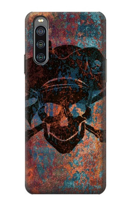 W3895 Pirate Skull Metal Hülle Schutzhülle Taschen und Leder Flip für Sony Xperia 10 IV