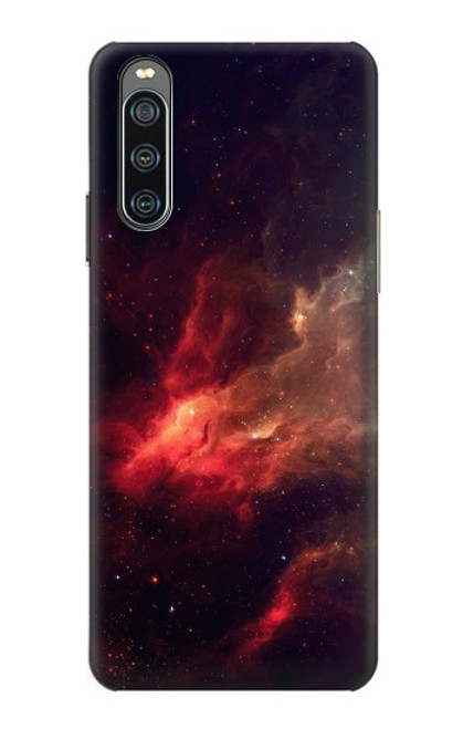 W3897 Red Nebula Space Hülle Schutzhülle Taschen und Leder Flip für Sony Xperia 10 IV