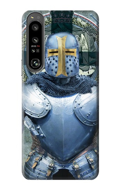 W3864 Medieval Templar Heavy Armor Knight Hülle Schutzhülle Taschen und Leder Flip für Sony Xperia 1 IV