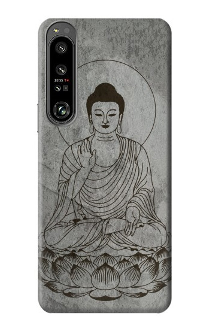 W3873 Buddha Line Art Hülle Schutzhülle Taschen und Leder Flip für Sony Xperia 1 IV