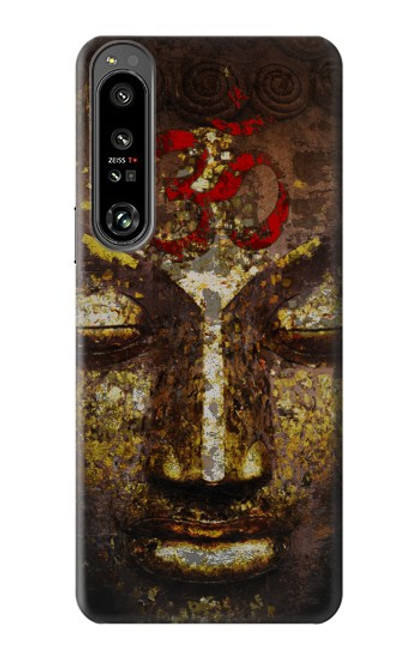 W3874 Buddha Face Ohm Symbol Hülle Schutzhülle Taschen und Leder Flip für Sony Xperia 1 IV