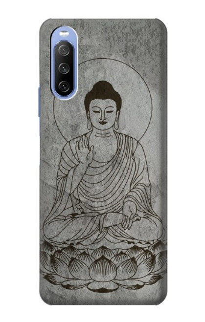 W3873 Buddha Line Art Hülle Schutzhülle Taschen und Leder Flip für Sony Xperia 10 III Lite