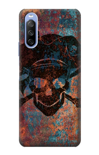 W3895 Pirate Skull Metal Hülle Schutzhülle Taschen und Leder Flip für Sony Xperia 10 III Lite