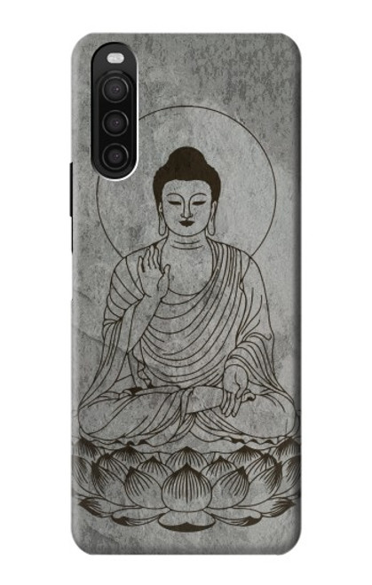 W3873 Buddha Line Art Hülle Schutzhülle Taschen und Leder Flip für Sony Xperia 10 III