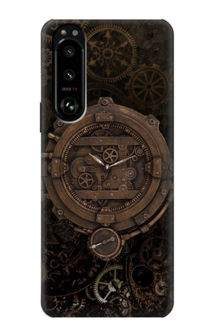 W3902 Steampunk Clock Gear Hülle Schutzhülle Taschen und Leder Flip für Sony Xperia 5 III