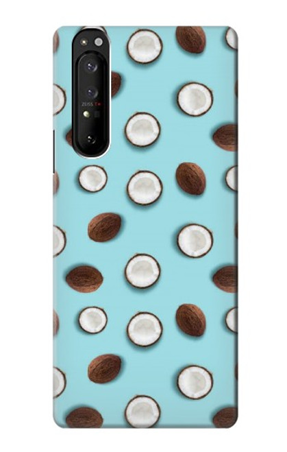 W3860 Coconut Dot Pattern Hülle Schutzhülle Taschen und Leder Flip für Sony Xperia 1 III