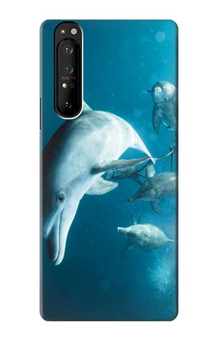 W3878 Dolphin Hülle Schutzhülle Taschen und Leder Flip für Sony Xperia 1 III