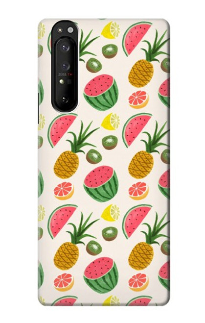 W3883 Fruit Pattern Hülle Schutzhülle Taschen und Leder Flip für Sony Xperia 1 III