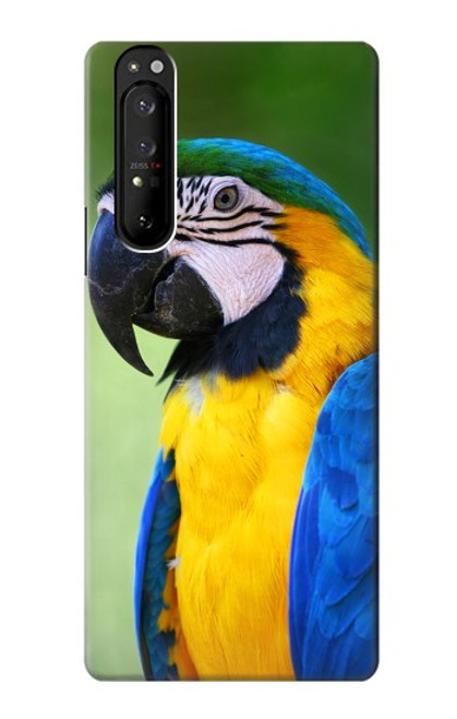 W3888 Macaw Face Bird Hülle Schutzhülle Taschen und Leder Flip für Sony Xperia 1 III