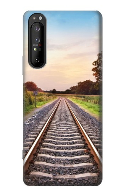 W3866 Railway Straight Train Track Hülle Schutzhülle Taschen und Leder Flip für Sony Xperia 1 II