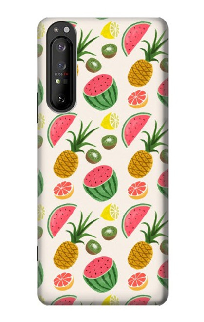 W3883 Fruit Pattern Hülle Schutzhülle Taschen und Leder Flip für Sony Xperia 1 II