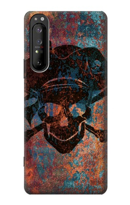 W3895 Pirate Skull Metal Hülle Schutzhülle Taschen und Leder Flip für Sony Xperia 1 II