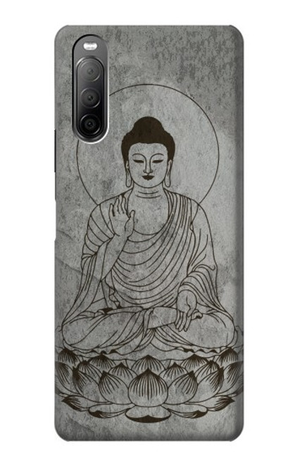 W3873 Buddha Line Art Hülle Schutzhülle Taschen und Leder Flip für Sony Xperia 10 II