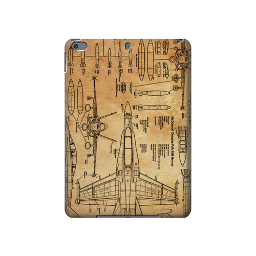 W3868 Aircraft Blueprint Old Paper Tablet Hülle Schutzhülle Taschen für iPad Pro 10.5, iPad Air (2019, 3rd)