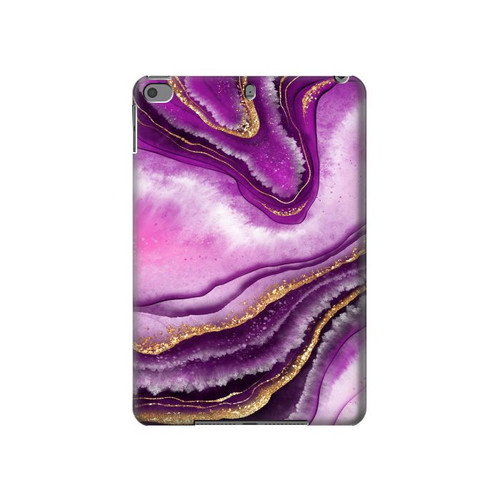 W3896 Purple Marble Gold Streaks Tablet Hülle Schutzhülle Taschen für iPad mini 4, iPad mini 5, iPad mini 5 (2019)