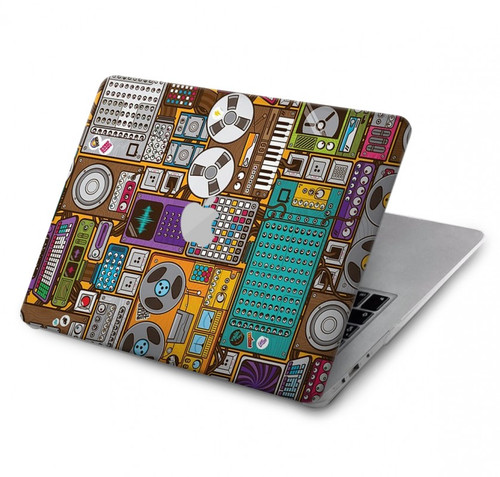 W3879 Retro Music Doodle Hülle Schutzhülle Taschen für MacBook Pro 14 M1,M2,M3 (2021,2023) - A2442, A2779, A2992, A2918