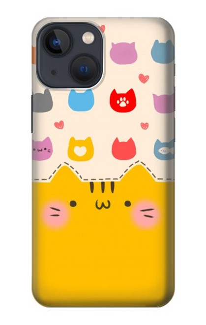 W2442 Cute Cat Cartoon Funny Hülle Schutzhülle Taschen und Leder Flip für iPhone 14