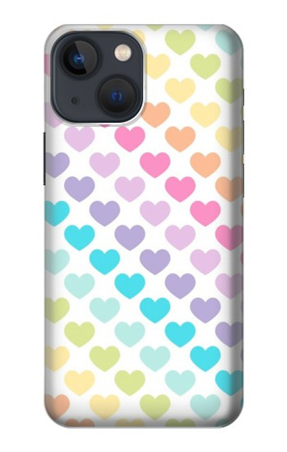W3499 Colorful Heart Pattern Hülle Schutzhülle Taschen und Leder Flip für iPhone 14