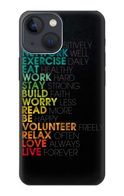 W3523 Think Positive Words Quotes Hülle Schutzhülle Taschen und Leder Flip für iPhone 14