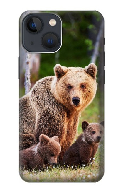 W3558 Bear Family Hülle Schutzhülle Taschen und Leder Flip für iPhone 14