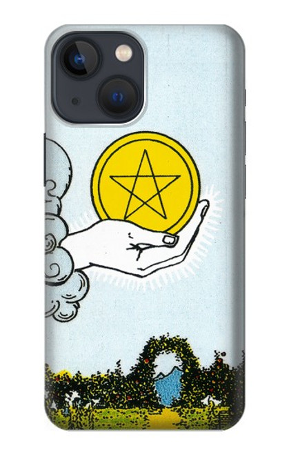 W3722 Tarot Card Ace of Pentacles Coins Hülle Schutzhülle Taschen und Leder Flip für iPhone 14