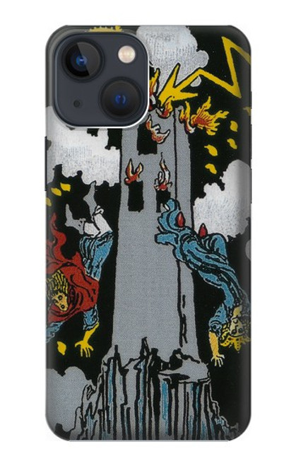 W3745 Tarot Card The Tower Hülle Schutzhülle Taschen und Leder Flip für iPhone 14