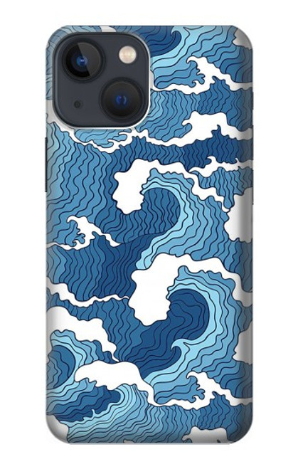 W3751 Wave Pattern Hülle Schutzhülle Taschen und Leder Flip für iPhone 14