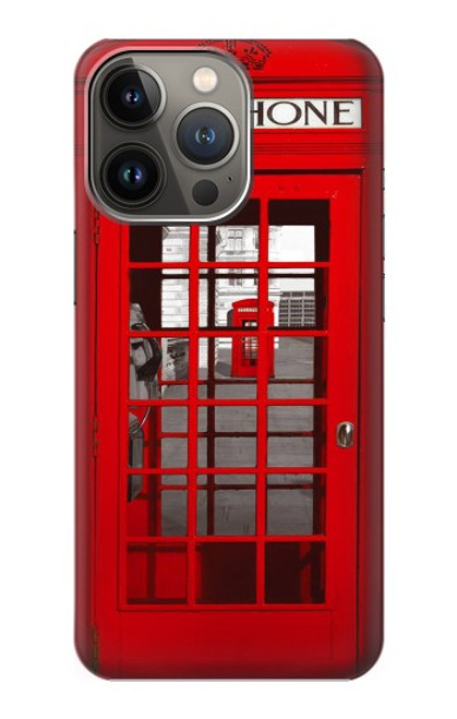 W0058 British Red Telephone Box Hülle Schutzhülle Taschen und Leder Flip für iPhone 14 Pro