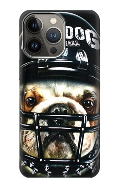 W0098 Bulldog American Football Hülle Schutzhülle Taschen und Leder Flip für iPhone 14 Pro