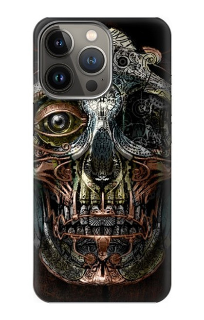 W1685 Steampunk Skull Head Hülle Schutzhülle Taschen und Leder Flip für iPhone 14 Pro