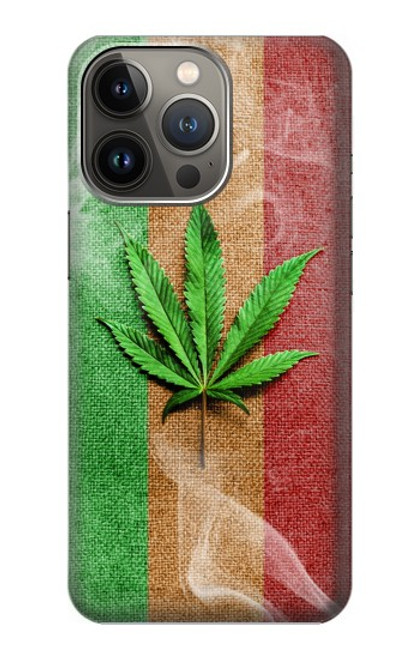 W2109 Smoke Reggae Rasta Flag Hülle Schutzhülle Taschen und Leder Flip für iPhone 14 Pro