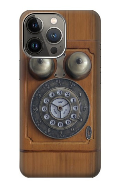 W3146 Antique Wall Retro Dial Phone Hülle Schutzhülle Taschen und Leder Flip für iPhone 14 Pro