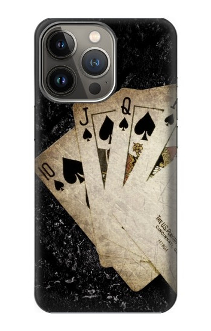 W3231 Vintage Royal Straight Flush Cards Hülle Schutzhülle Taschen und Leder Flip für iPhone 14 Pro