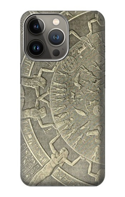 W3396 Dendera Zodiac Ancient Egypt Hülle Schutzhülle Taschen und Leder Flip für iPhone 14 Pro