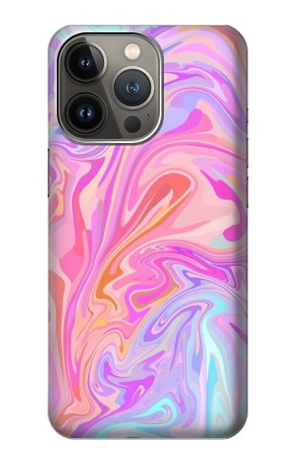 W3444 Digital Art Colorful Liquid Hülle Schutzhülle Taschen und Leder Flip für iPhone 14 Pro