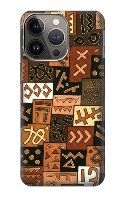 W3460 Mali Art Pattern Hülle Schutzhülle Taschen und Leder Flip für iPhone 14 Pro