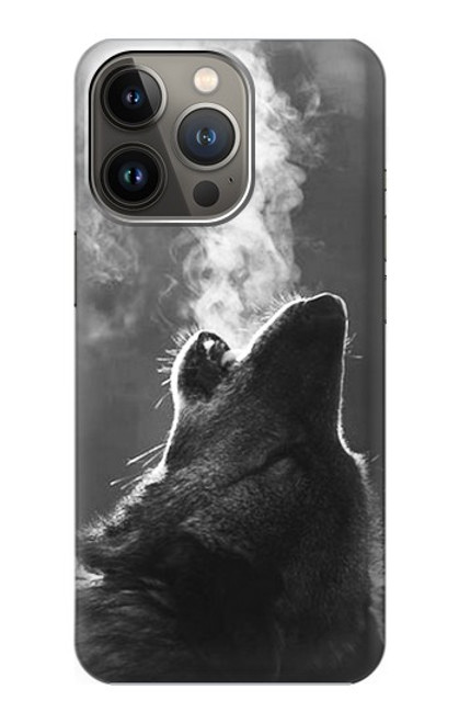 W3505 Wolf Howling Hülle Schutzhülle Taschen und Leder Flip für iPhone 14 Pro