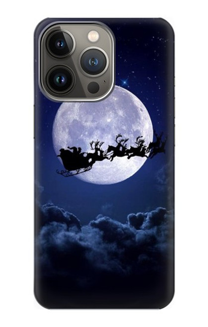 W3508 Xmas Santa Moon Hülle Schutzhülle Taschen und Leder Flip für iPhone 14 Pro