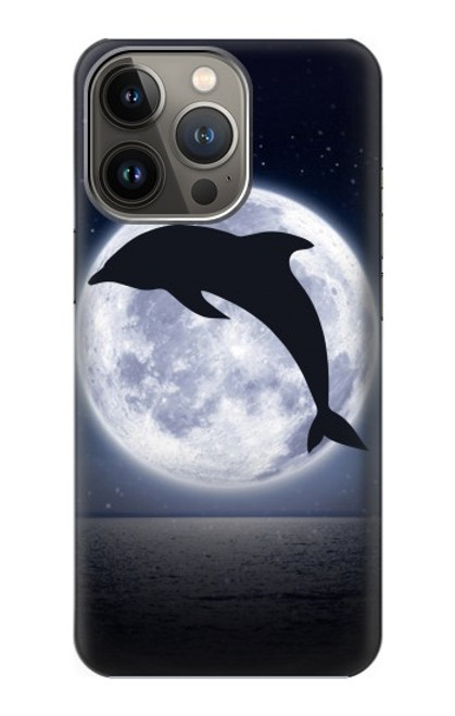 W3510 Dolphin Moon Night Hülle Schutzhülle Taschen und Leder Flip für iPhone 14 Pro