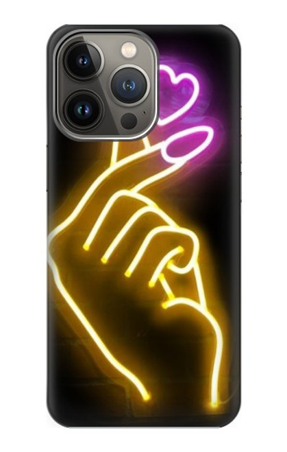 W3512 Cute Mini Heart Neon Graphic Hülle Schutzhülle Taschen und Leder Flip für iPhone 14 Pro