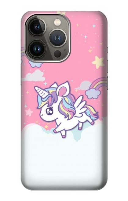 W3518 Unicorn Cartoon Hülle Schutzhülle Taschen und Leder Flip für iPhone 14 Pro