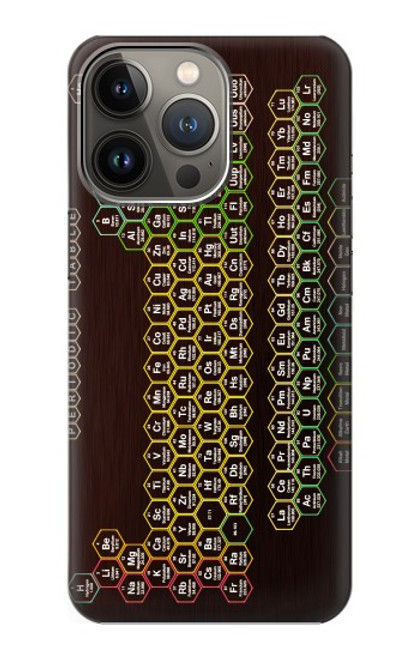 W3544 Neon Honeycomb Periodic Table Hülle Schutzhülle Taschen und Leder Flip für iPhone 14 Pro