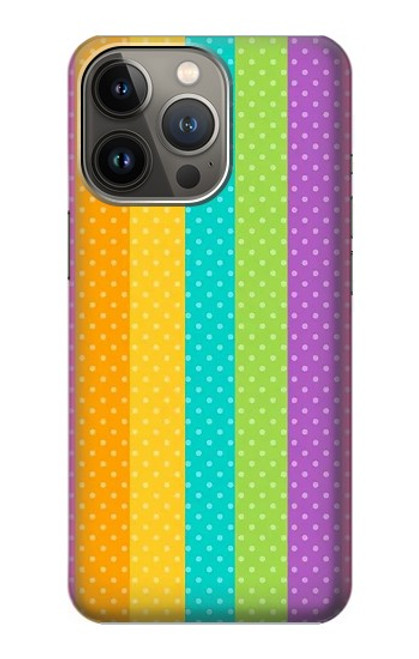 W3678 Colorful Rainbow Vertical Hülle Schutzhülle Taschen und Leder Flip für iPhone 14 Pro