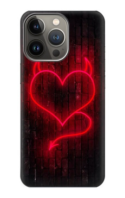 W3682 Devil Heart Hülle Schutzhülle Taschen und Leder Flip für iPhone 14 Pro