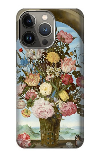 W3749 Vase of Flowers Hülle Schutzhülle Taschen und Leder Flip für iPhone 14 Pro